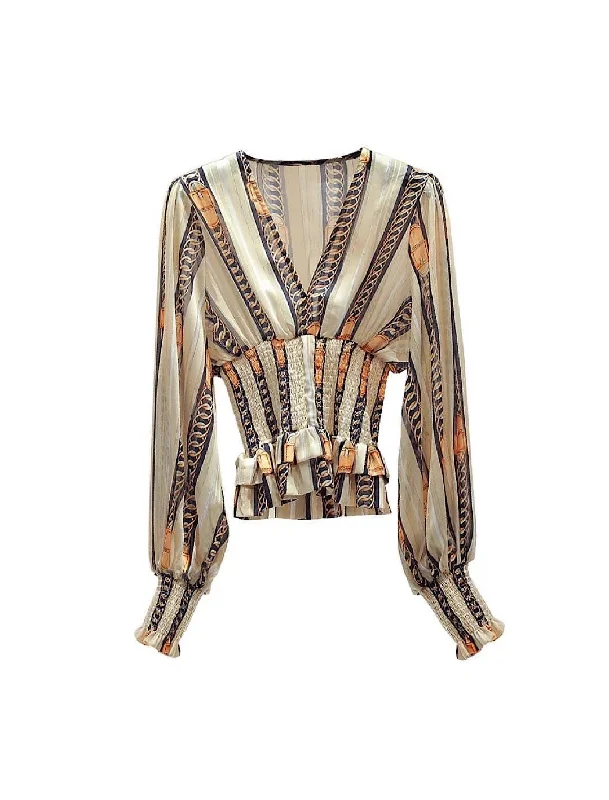 Weekend Bargains to Sizzle Elastic Waisted Chain Print Top