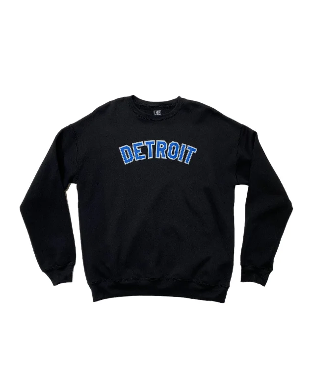 Ink Detroit - Honolulu Blue and Silver print Black Crewneck