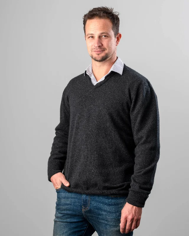 Weekend Deals That Thrill Charcoal Men's Possum Merino Plain Sweater - NB121