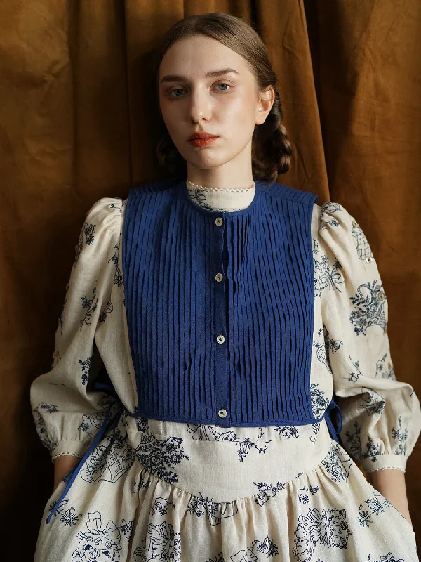 Weekend Savings Bonanza Unlogical Poem Vintage style Pleated Blue Hemp Smock