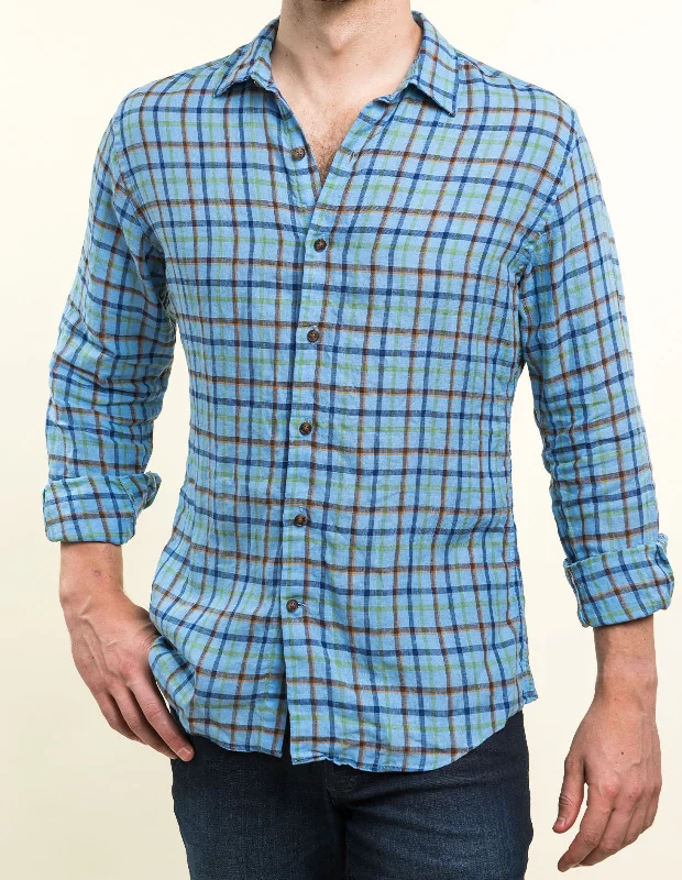 One-DAY Sale Deep Sky Brown Bordered Linen Check