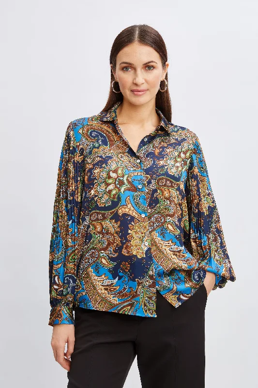 Now or Never T-Tahari Royal Paisley Button Down