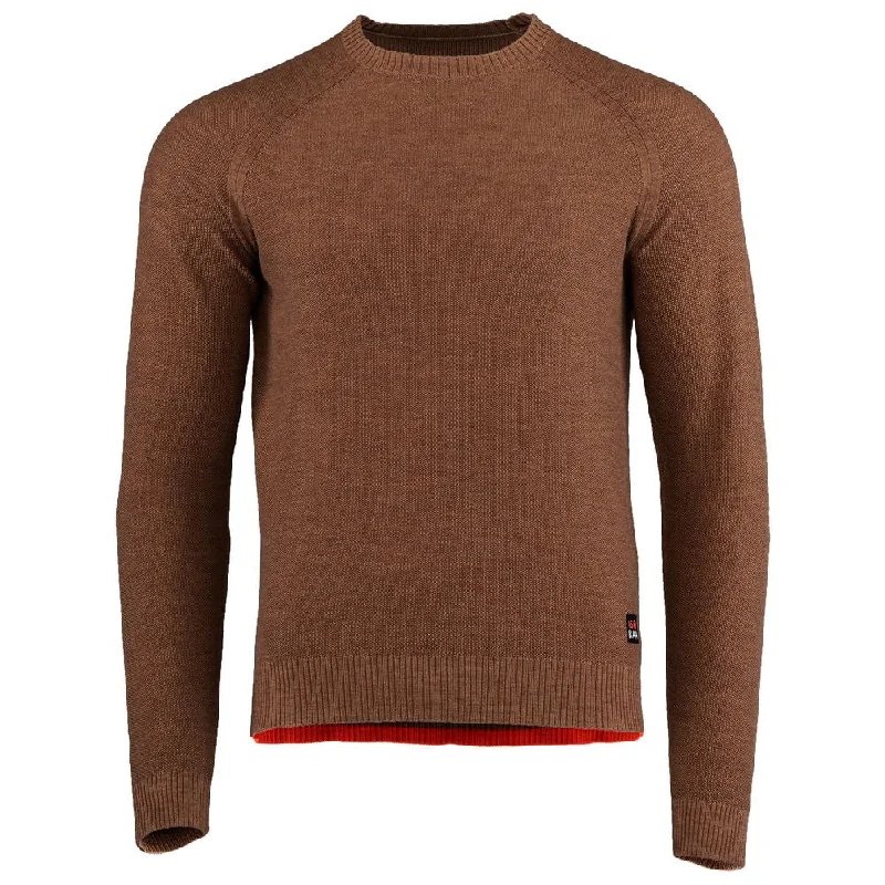 Can't Beat Mens Merino Moss Stitch Sweater (Bran/Orange)