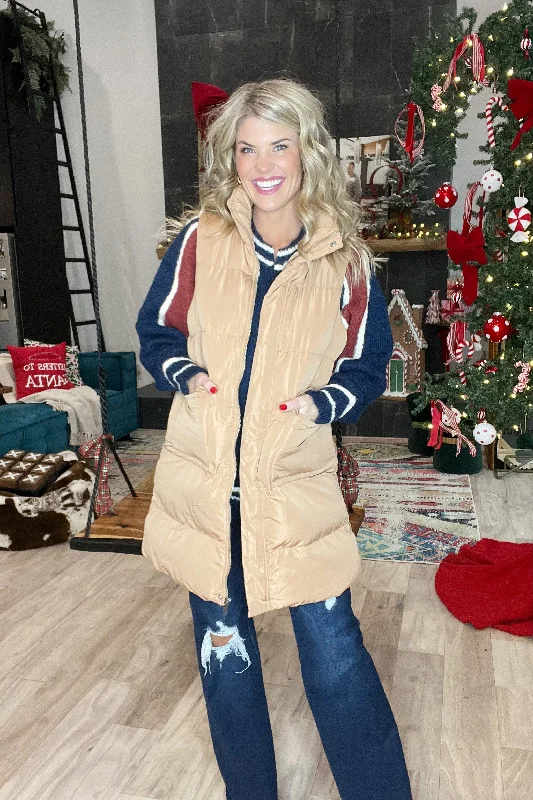 Weekend Offers That Impress Mocha Longline Zip Puffer Vest
