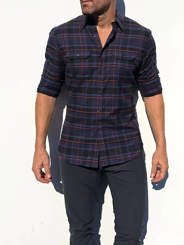 Navy, Black & Red Utility Flannel- Small Batch #577