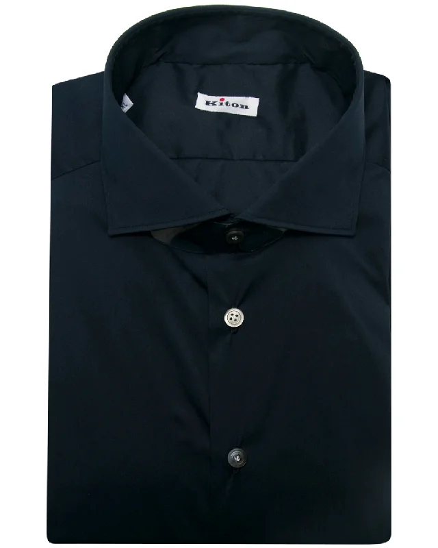 Reduced Price Navy Stretch Solid Dress Shirt