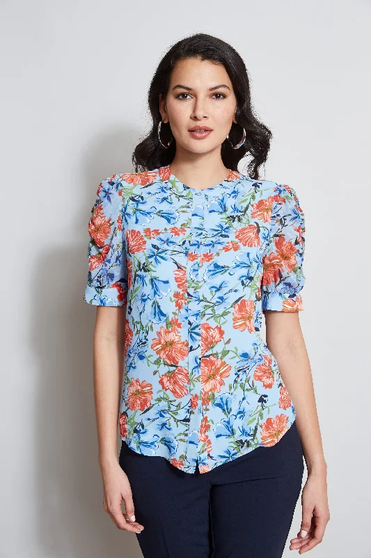 Weekend Discounts to Snag T-Tahari Garden Floral Puff Sleeve Shirt