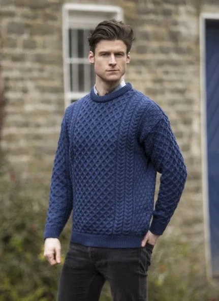 Weekend Specials to Delight TRADITIONAL MEN'S ARAN SWEATER SUPER SOFT-BLUE