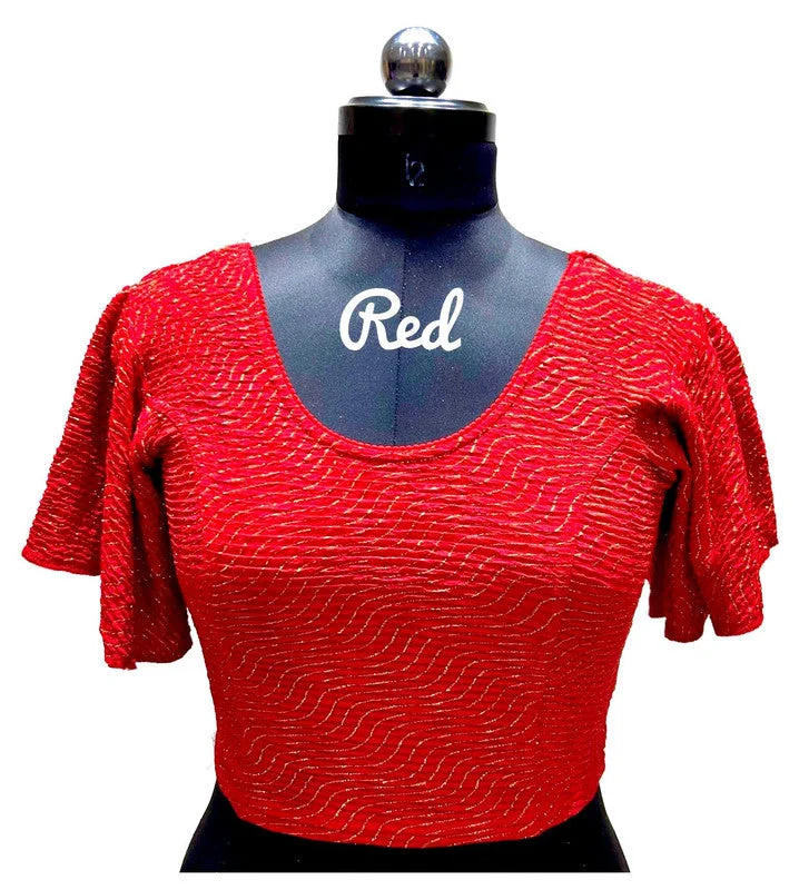 New Deal Women's Red Colour Foil Lining Readymade Blouse