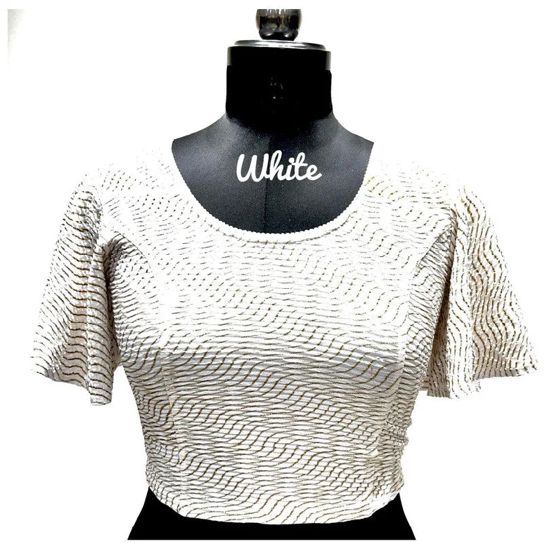 Shop and Save Women's White Colour Foil Lining Readymade Blouse