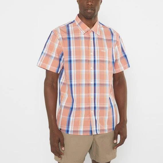 Weekend Specials to Delight Jeep Mens Casual Check Short Sleeve Shirts Orange
