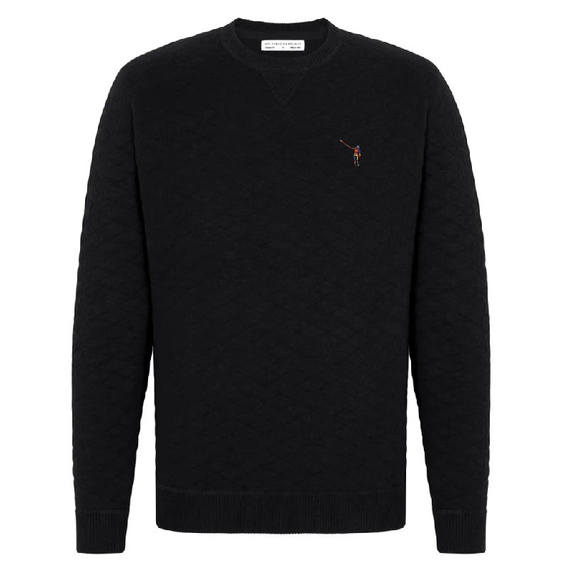 NLU + H&B Diamond Knit Sweater | Black with Tie Dye Wayward Skeleton