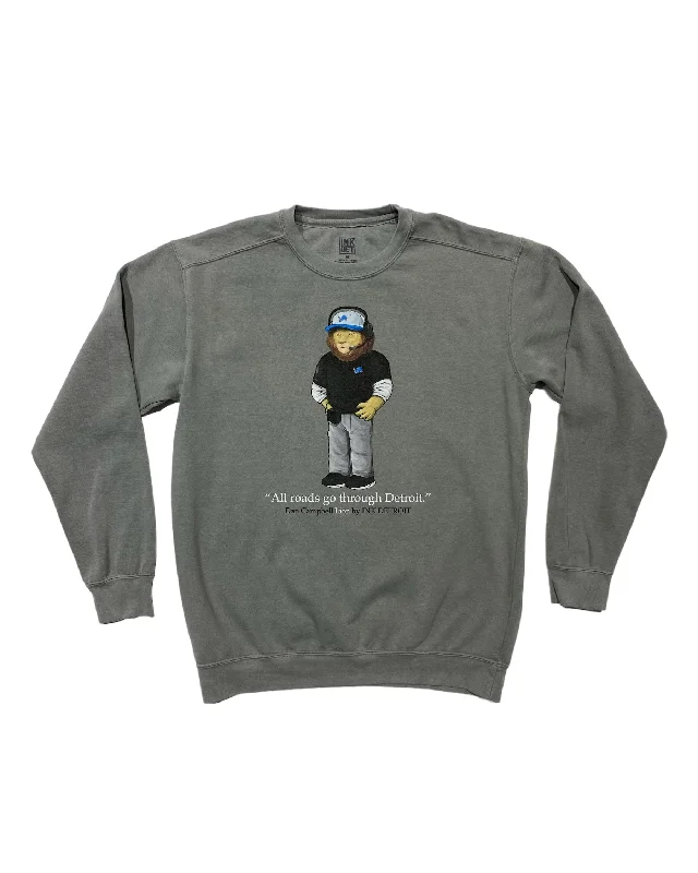 Ink Detroit - Dan Campbell Lion Crewneck Sweatshirt - Pigment dyed Grey