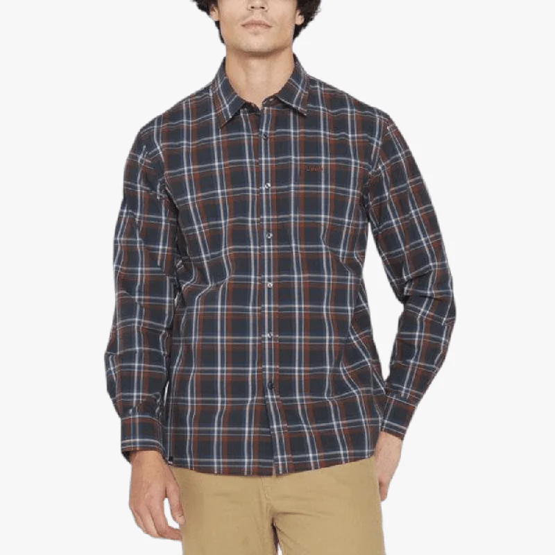 Limited Quantity Jeep Mens Long Sleeve Check Shirt Brown Navy