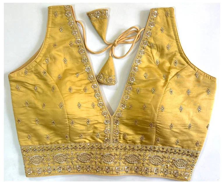 Weekend Discounts to Enjoy Women's Yellow Colour Silk Readymade Blouse