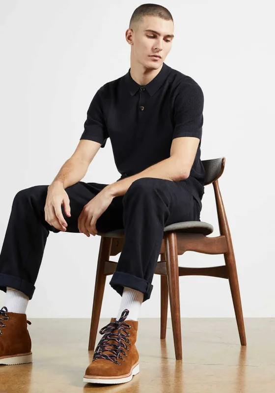 Special Savings Ted Baker Bump Knitted Polo Shirt, Navy