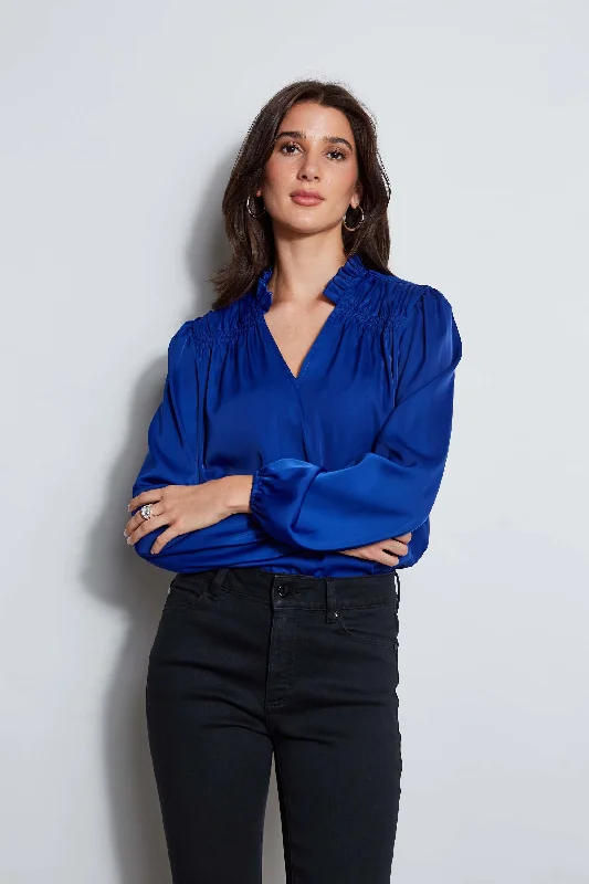 Weekend Deals to Make You Happy T-Tahari V-Neck Satin Blouson Shirt