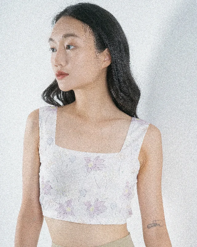 Take Action Floral Pattern Crop Tank Top (Printed)