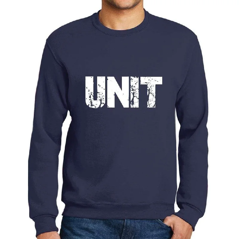 Men's Printed Graphic Sweatshirt Popular Words UNIT French Navy