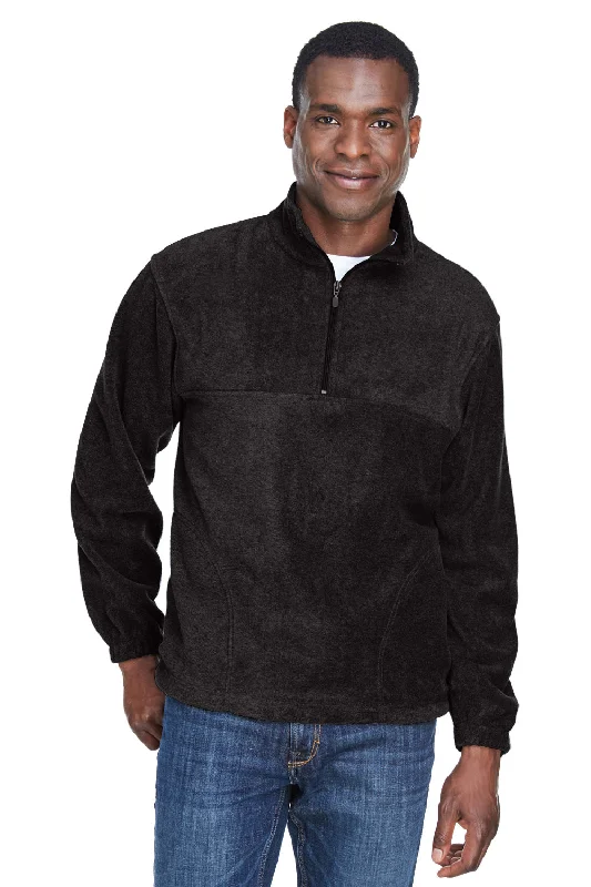 Weekend Offers That Shine Harriton Mens Pill Resistant Fleece 1/4 Zip Sweatshirt w/ Pockets - Black