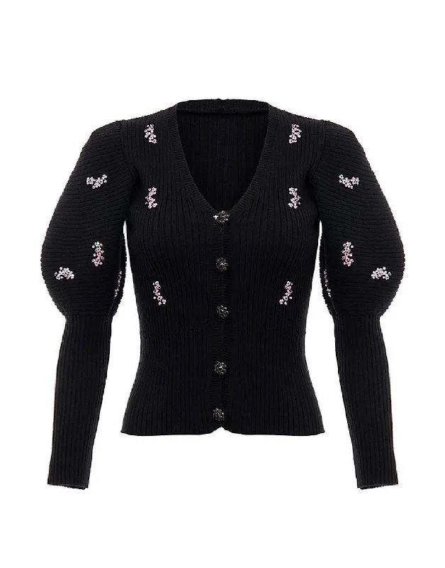 Special Discount Black Knit Beaded Cardigan