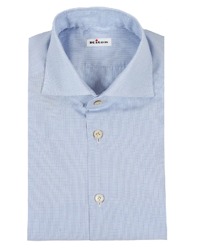 Light Blue Micro Grid Dress Shirt