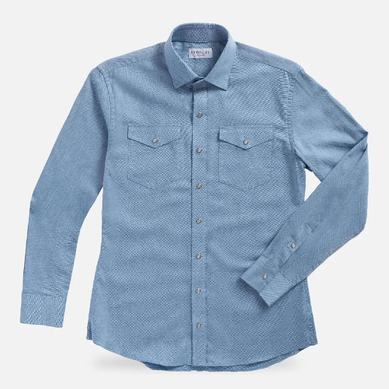Deep Discounts The Bay Blue Malone Washed Twill with Pearl Snaps Custom Shirt
