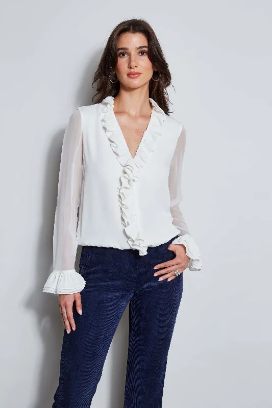 Great Deal Ruffle Silk Shirt