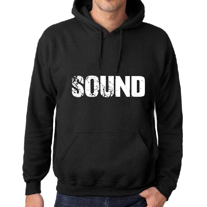 Weekend Specials You Can't Miss Men's Women's Unisex Printed Graphic Cotton Hoodie Soft Heavyweight Hooded Sweatshirt Pullover Popular Words SOUND Deep Black