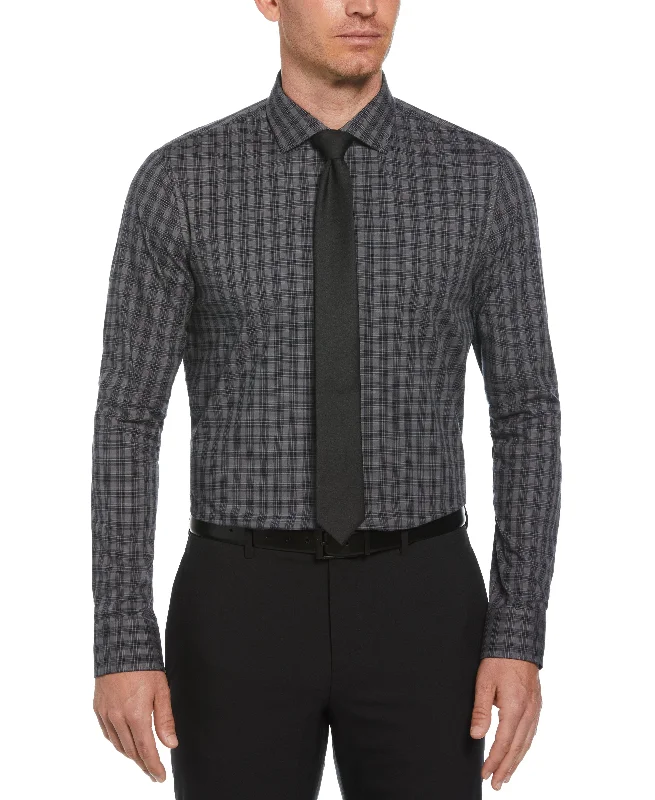 Slim Fit Tonal Checkered Button-Down Plaid Dress Shirt