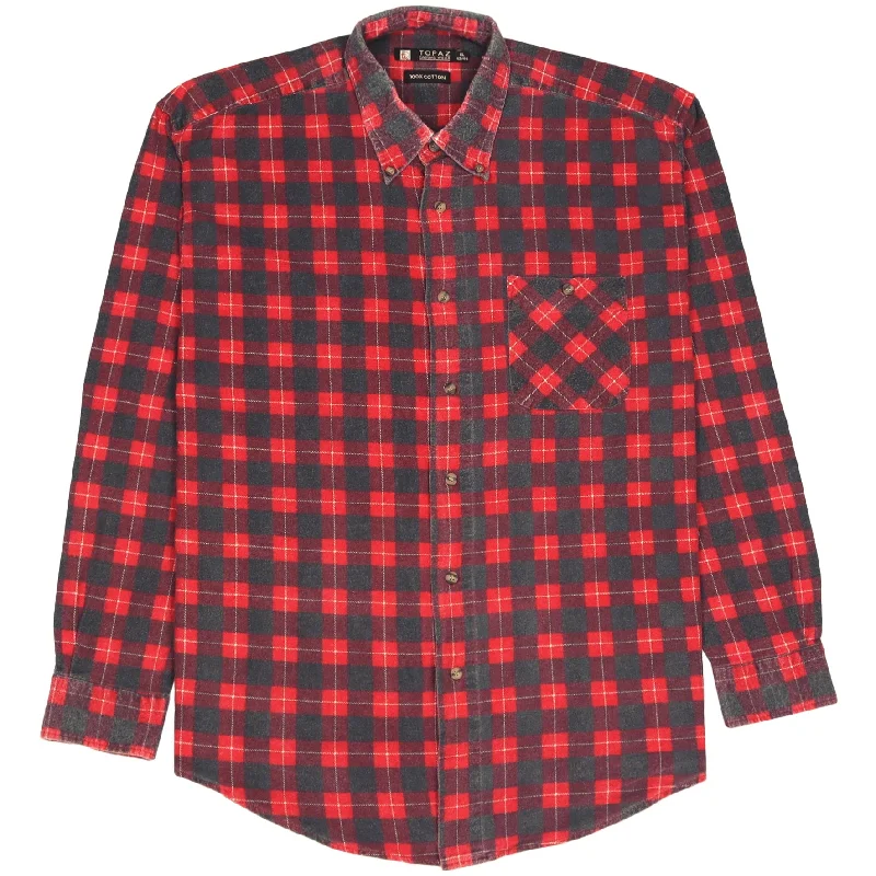 Topaz Vintage Checkered Flannel Shirt Red Black