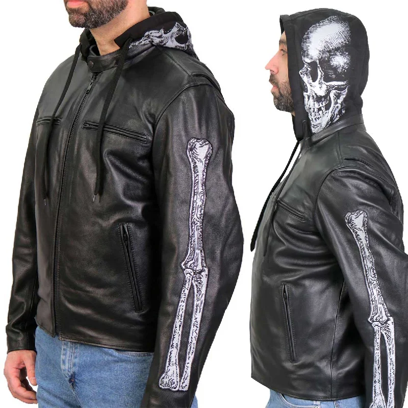 Don't Miss Out Hot Leathers JKM1031 Men’s ‘Skull and Bones’ Leather Jacket with Flannel Lining