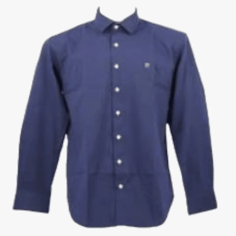 Weekend Bargains to Grab Pierre Cardin Mens Plain Stretch Long Sleeve Shirt Navy