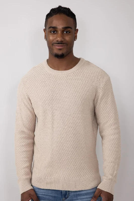 1897 Original Diagonal Crewneck Knit Sweater for Men in Peyote Beige | 2444GL-PEYOTE