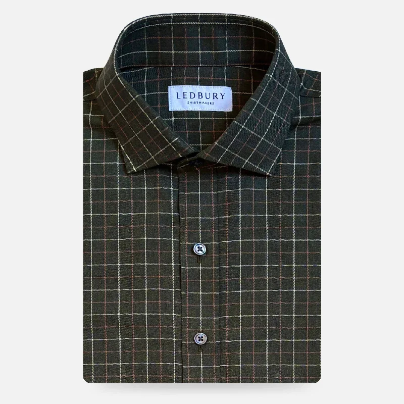 Special Price The Dark Olive Ronald Windowpane Custom Shirt