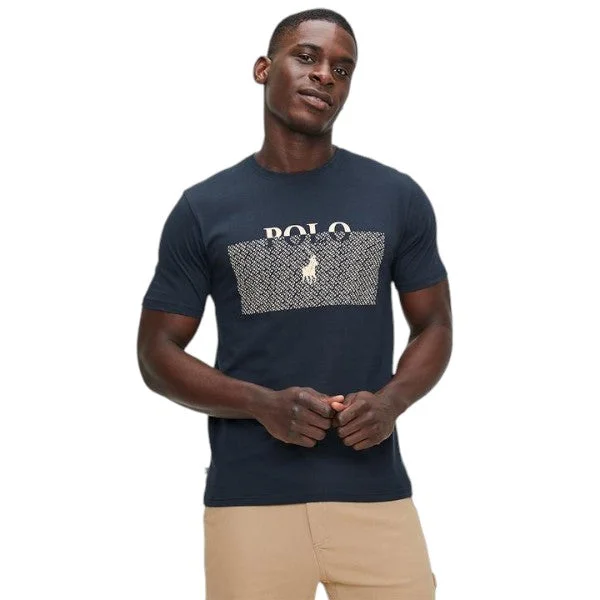 Mega Sale Polo Mens Logo Block Printed Short Sleeve Tee Navy