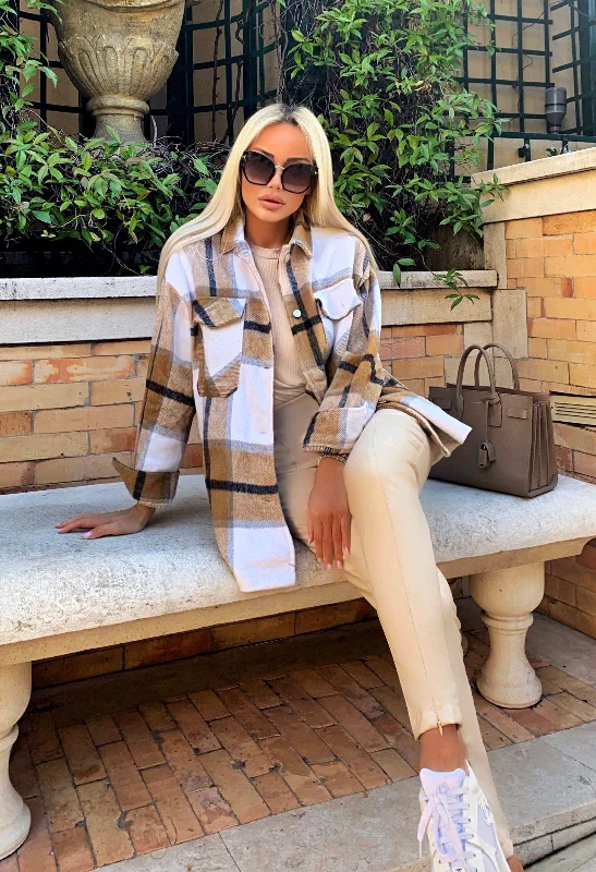 Weekend Offers That Shine Thick Woven Plaid Loose Shirt