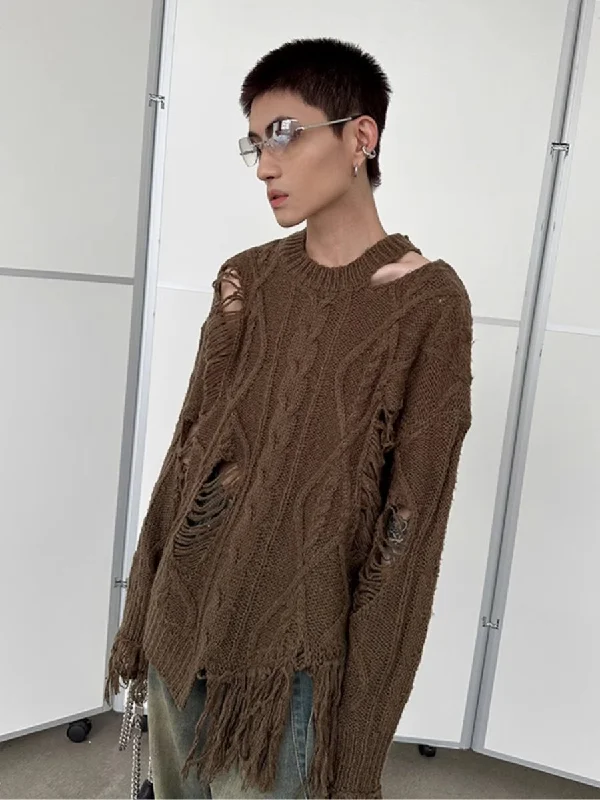 Online Exclusive Irregular hole loose knit na1413