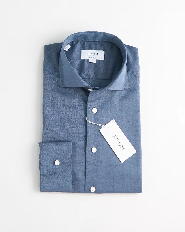 Navy Cotton Linen Contemporary Shirt