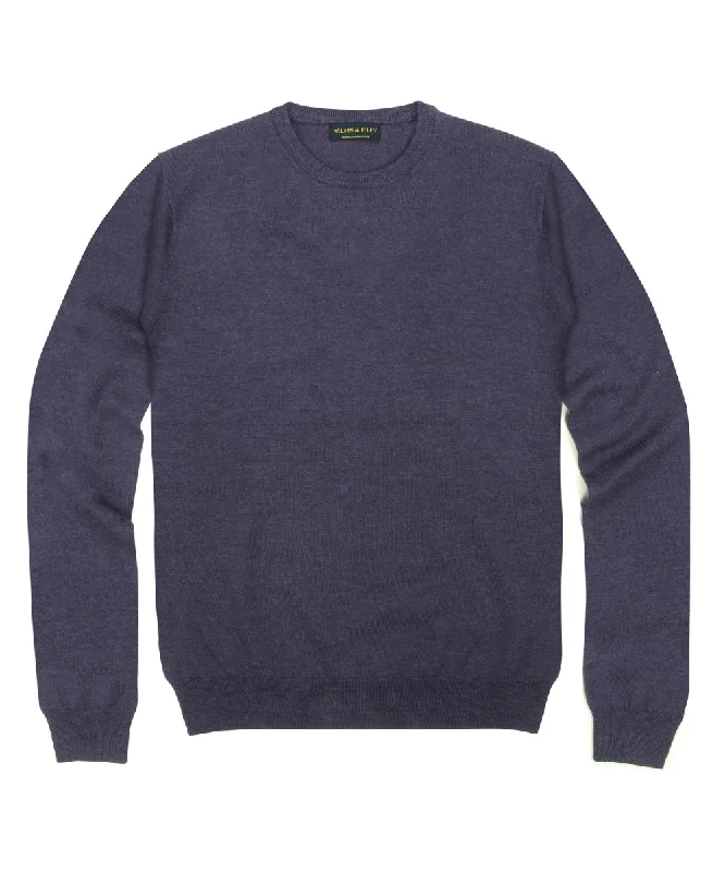 Overstock 100% Pure Zegna Baruffa Merino Wool Crewneck Sweater - Plum