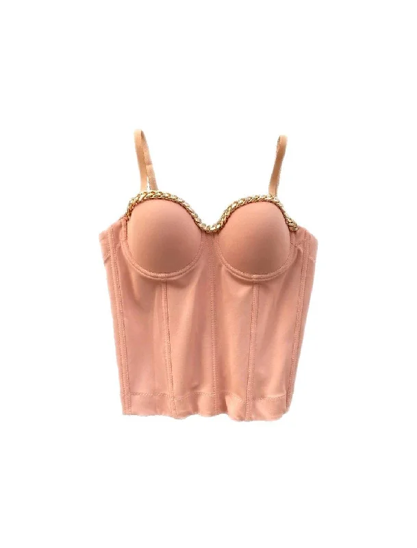 Special Offer Gold Chain Trimmed Corset Bustier
