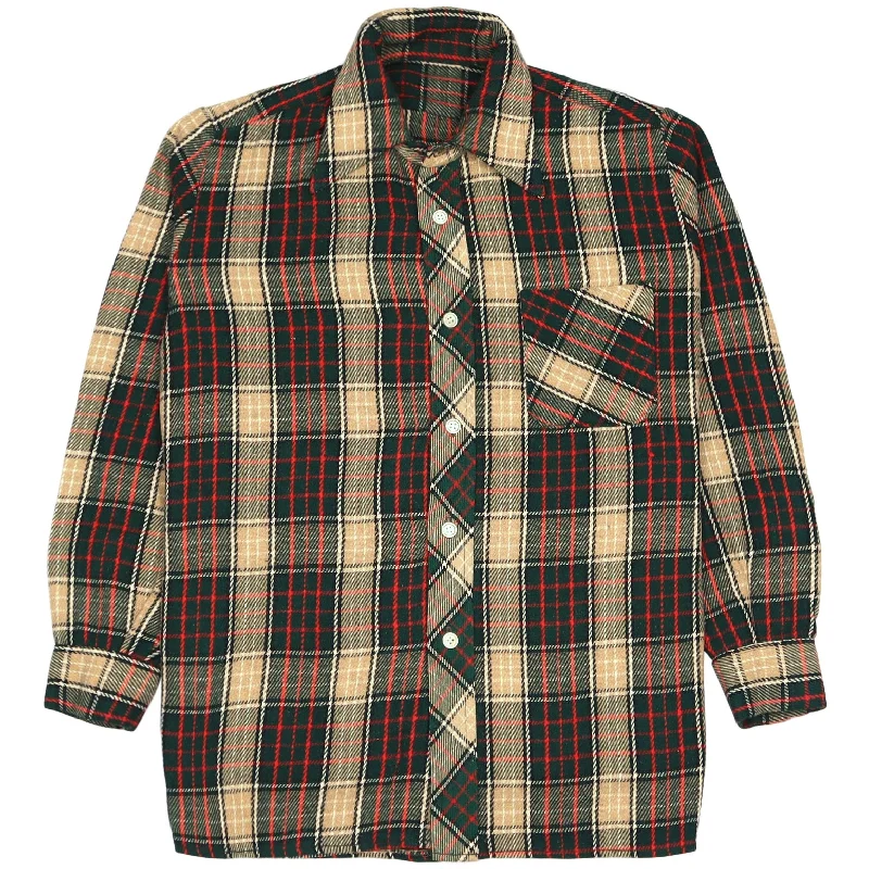 Savings Galore Vintage Checkered Flannel Shirt Green Red Beige Black