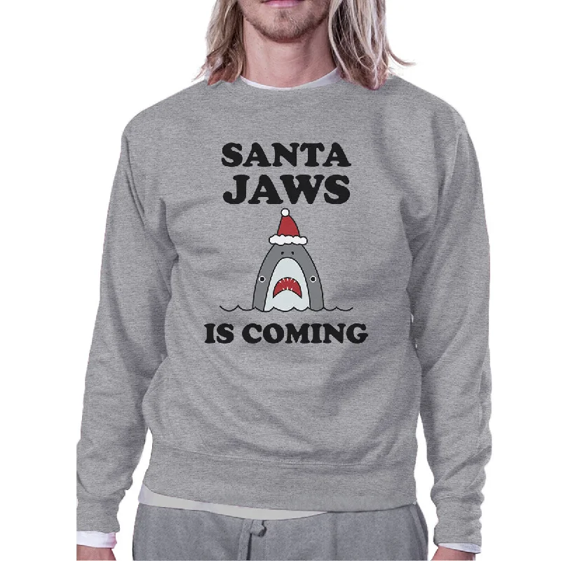 Santa Jaws Is Coming Grey Sweatshirt