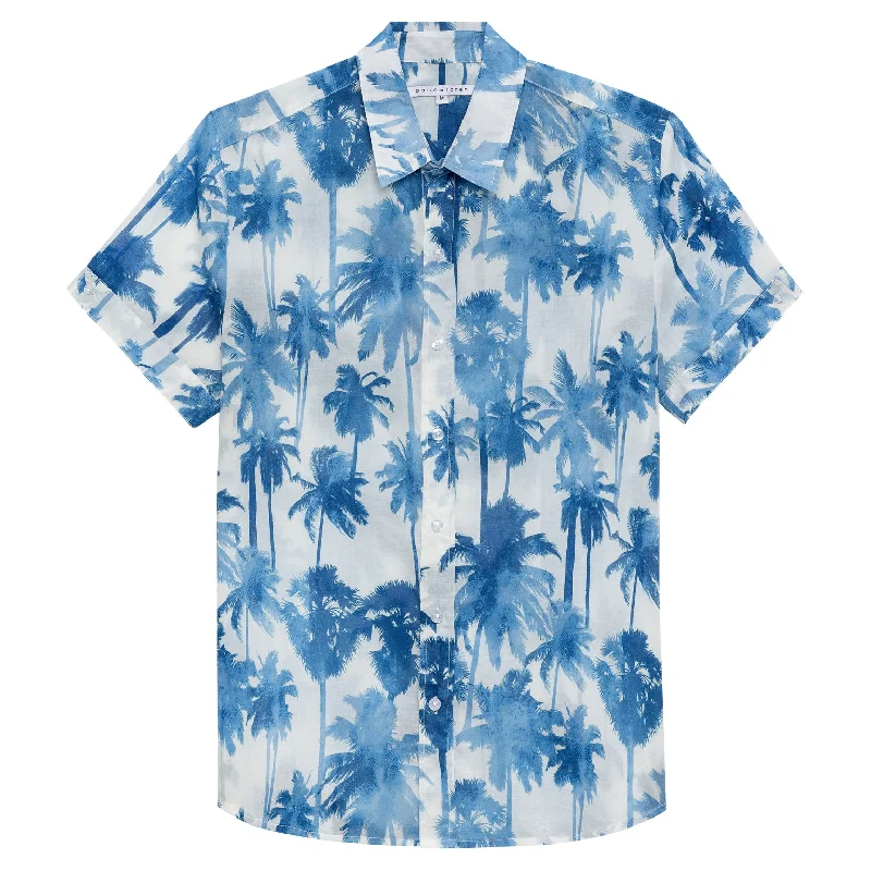 Don't Miss NEW RESORT '25- Palm Royale Blue Printed Biscayne Shirt
