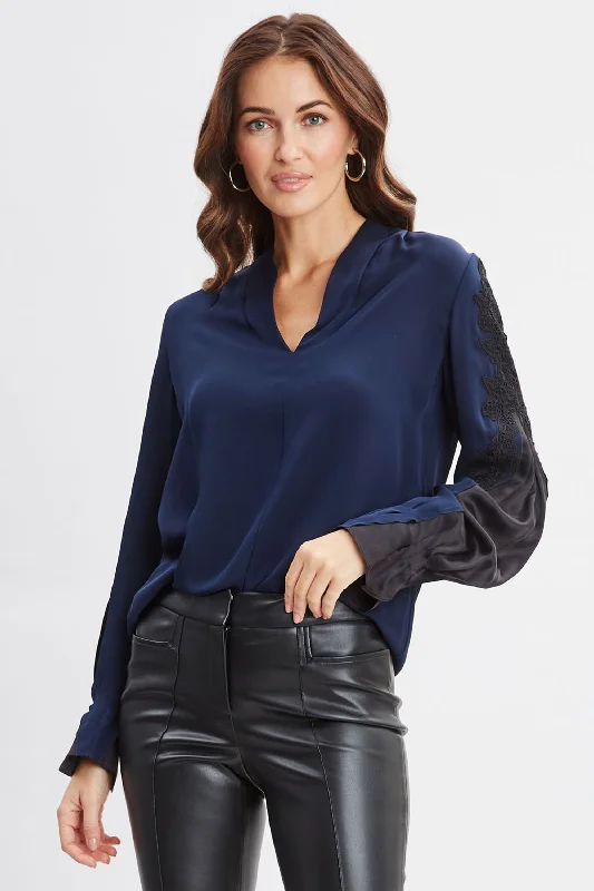 Weekend Savings Fiesta Lace Sleeve Silk Shirt
