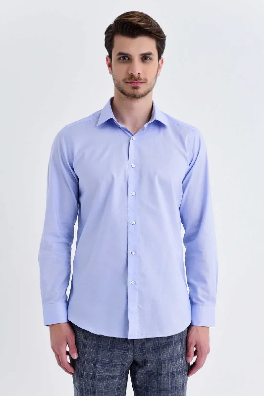Discount Deals Regular Fit Long Sleeve Cotton Light Blue Casual Shirt