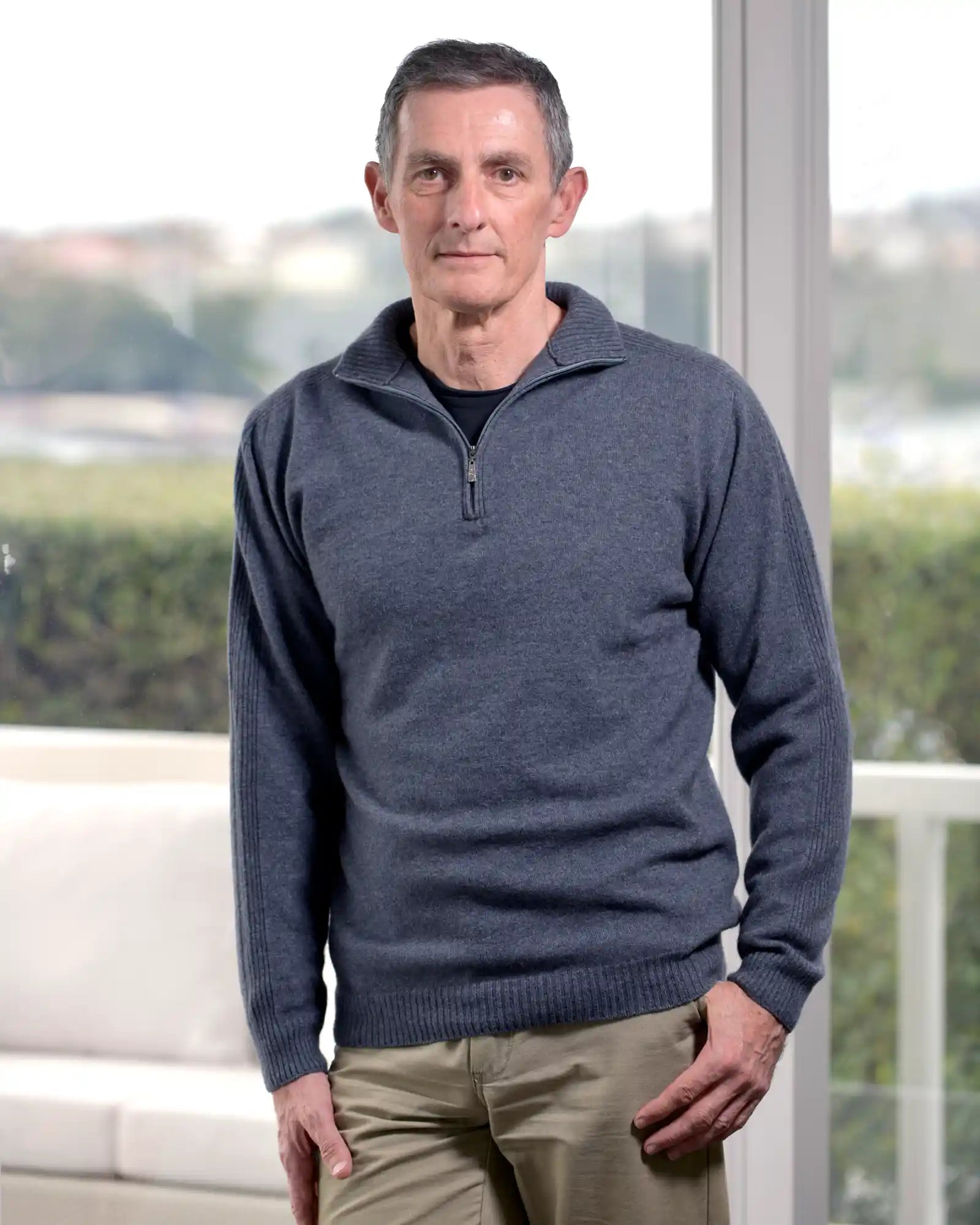 Weekend Extravaganza: Shop Now Sky Blue Lightweight Half Zip Merino Sweater - NB336