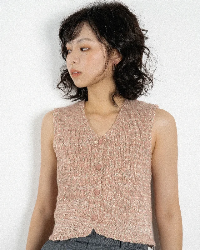 Big Deal V-neck Mixed Knit Vest (Pink Mix)