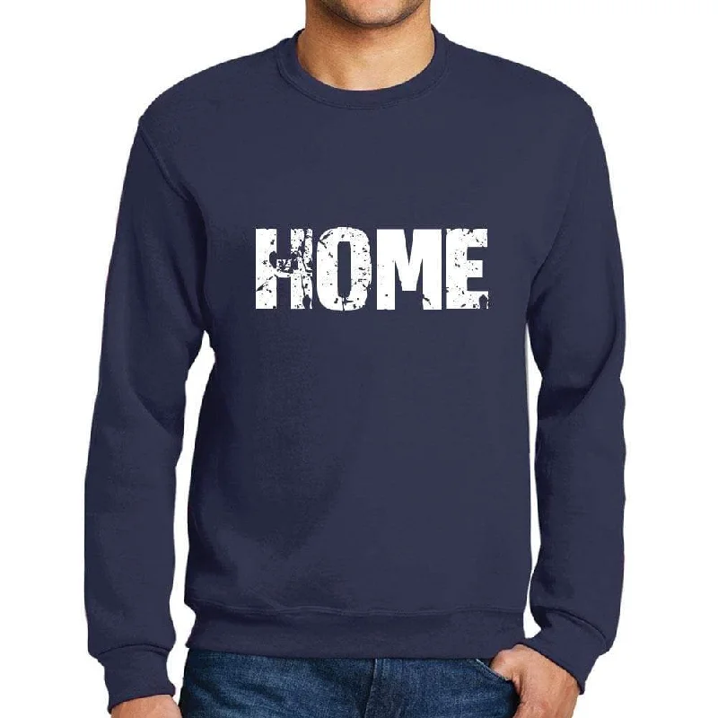 Crazy Deals Men's Printed Graphic Sweatshirt Popular Words HOME French Navy
