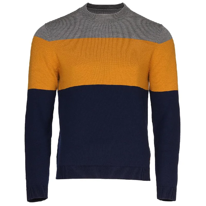 Mega Discount Mens Merino Block Stripe Sweater (Navy/Mustard/Charcoal)